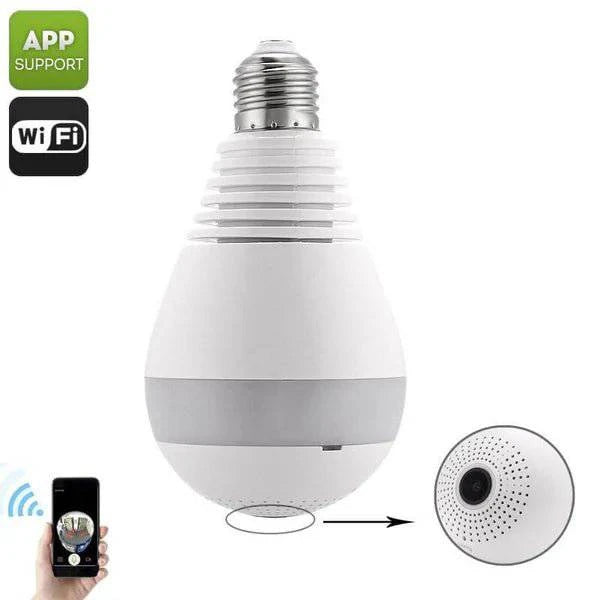 360 Degree IP Camera Light Bulb by shopsa online, featuring a sleek design with integrated camera and light functionality.