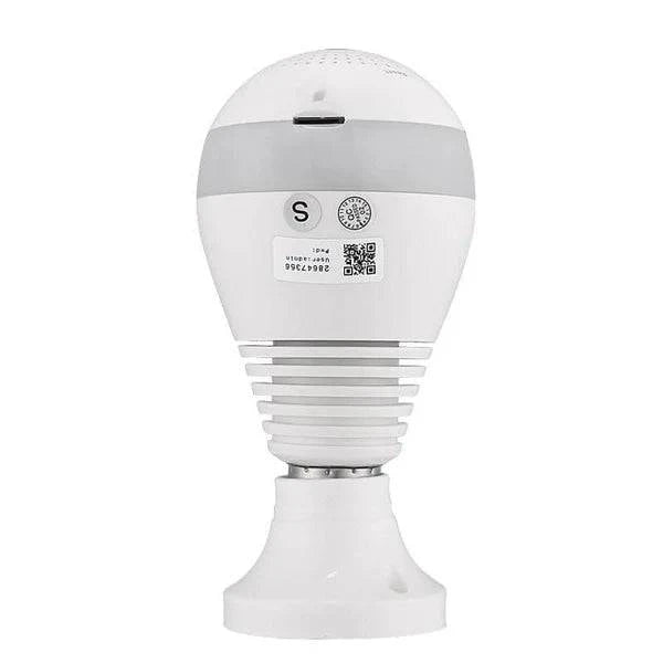 360 Degree IP Camera Light Bulb with integrated camera features, showcasing a compact design for smart home security.