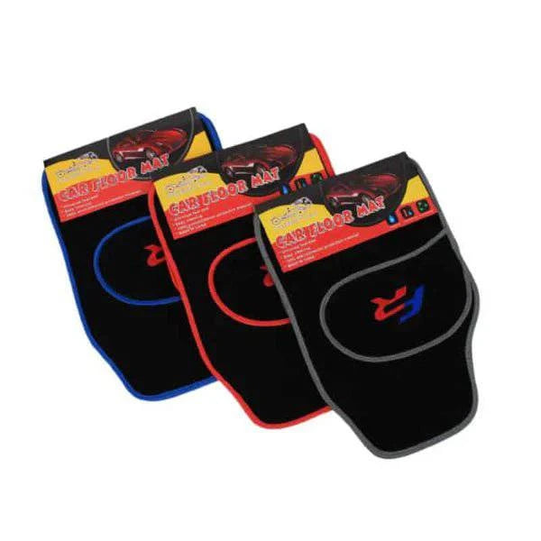 Black 4 piece car floor mats from shopsa online, designed to fit various vehicle interiors and protect against dirt and spills.