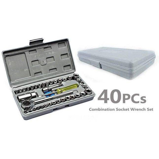 40-piece combination socket wrench set with various sizes and a sturdy carrying case. Ideal for mechanics and DIY enthusiasts.