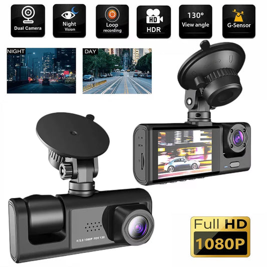 Three-Way DVR Dash Camera – Front, Rear & Interior Car Recorder