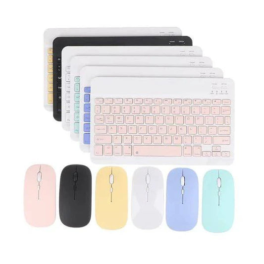 Colorful mini wireless keyboard with compact design and vibrant keys, perfect for mobile devices and small workspaces.