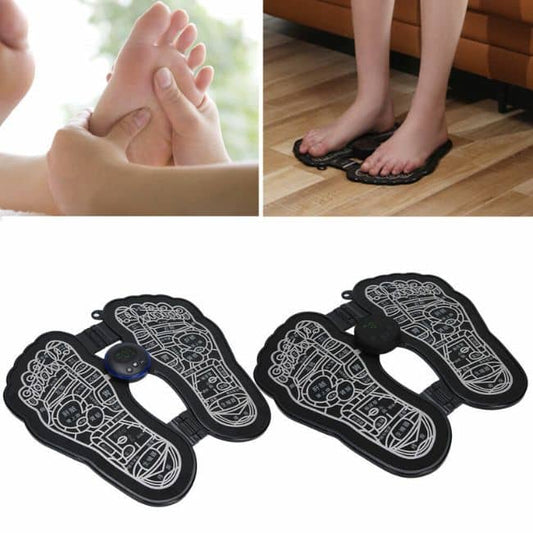 EMS leg reshaping foot massager with remote control, featuring sleek design and ergonomic foot pads for comfort and relaxation.