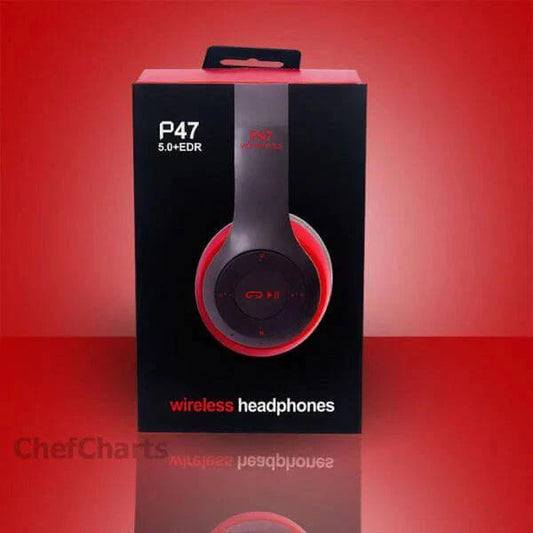 Wireless Bluetooth headphones featuring a sleek design and deep bass for immersive sound experience.